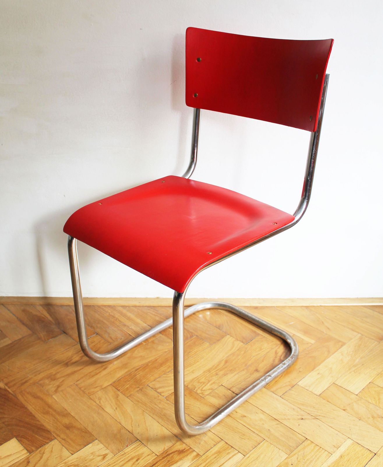 Bright Red 1950's Modernist Cantilevered Chair photo buy