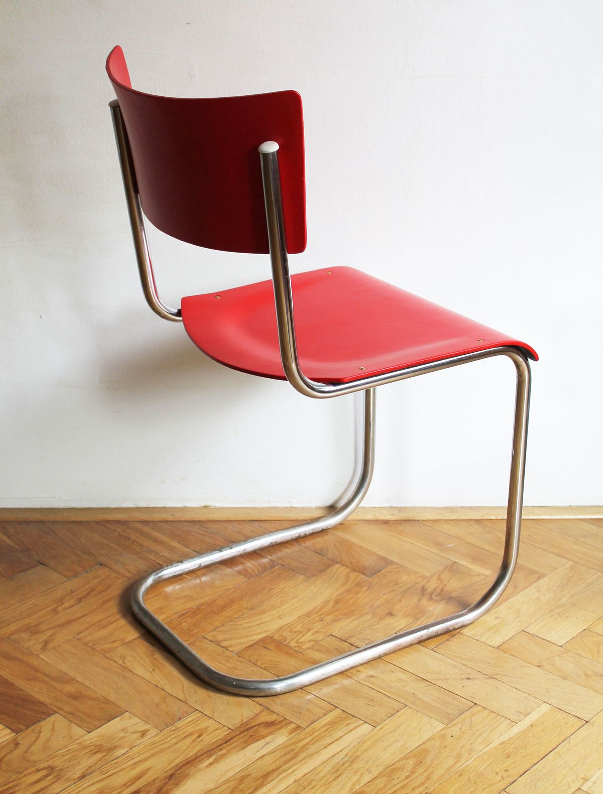 photo buy Bright Red 1950's Modernist Cantilevered Chair
