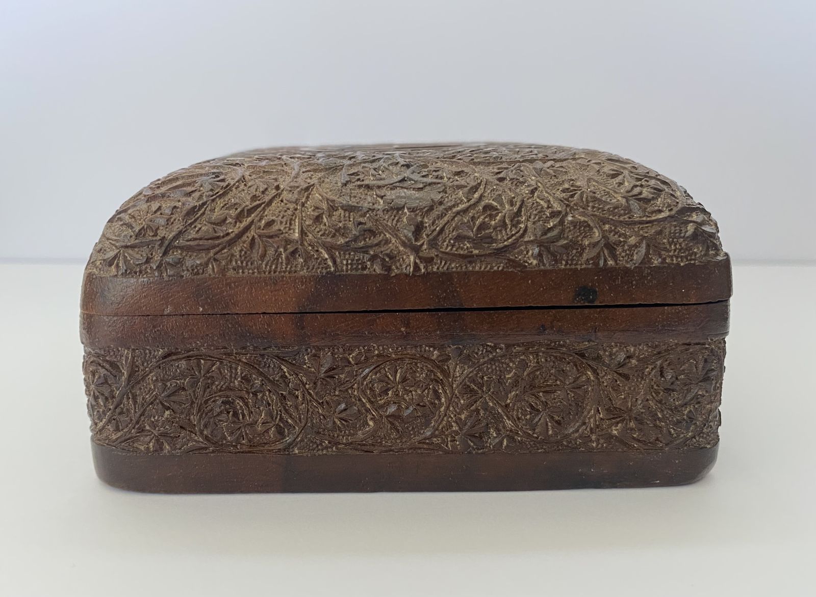 Antique, Victorian, Anglo Indian, Intricately Hand Carved Sandalwood Box photo 95.0