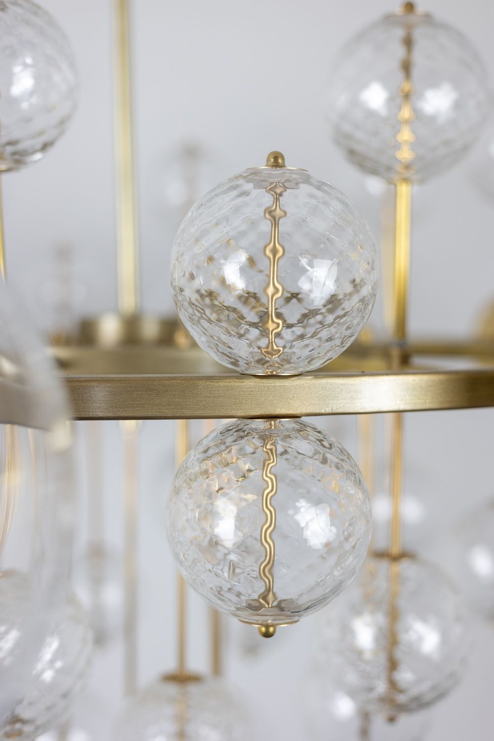 photo furniture Large Chandelier In Gilded Brass And Decorative Balls. 1970s.