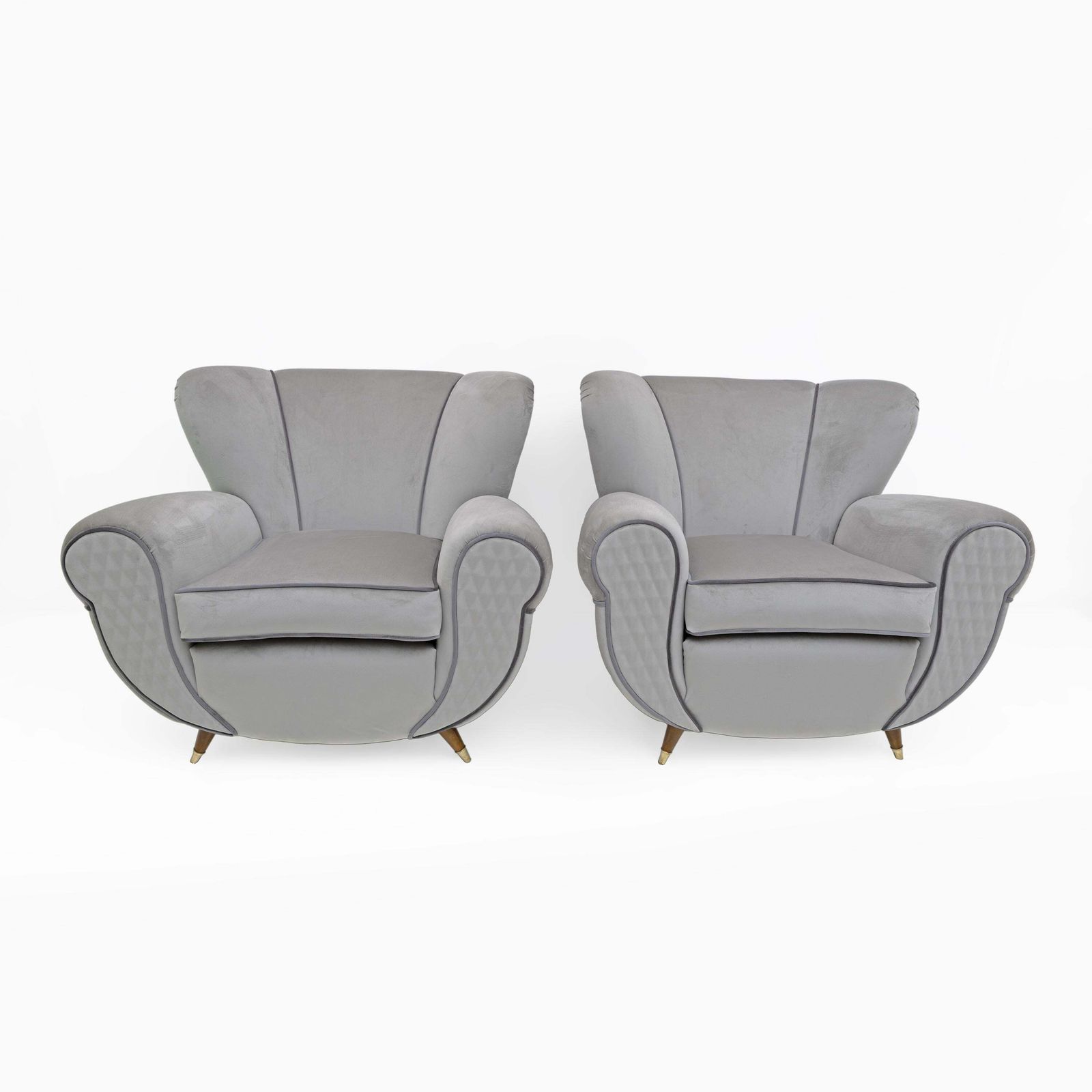 Attributed Guglielmo Ulrich Art Deco Italian Velvet Armchairs, 1940s, Pair photo furniture
