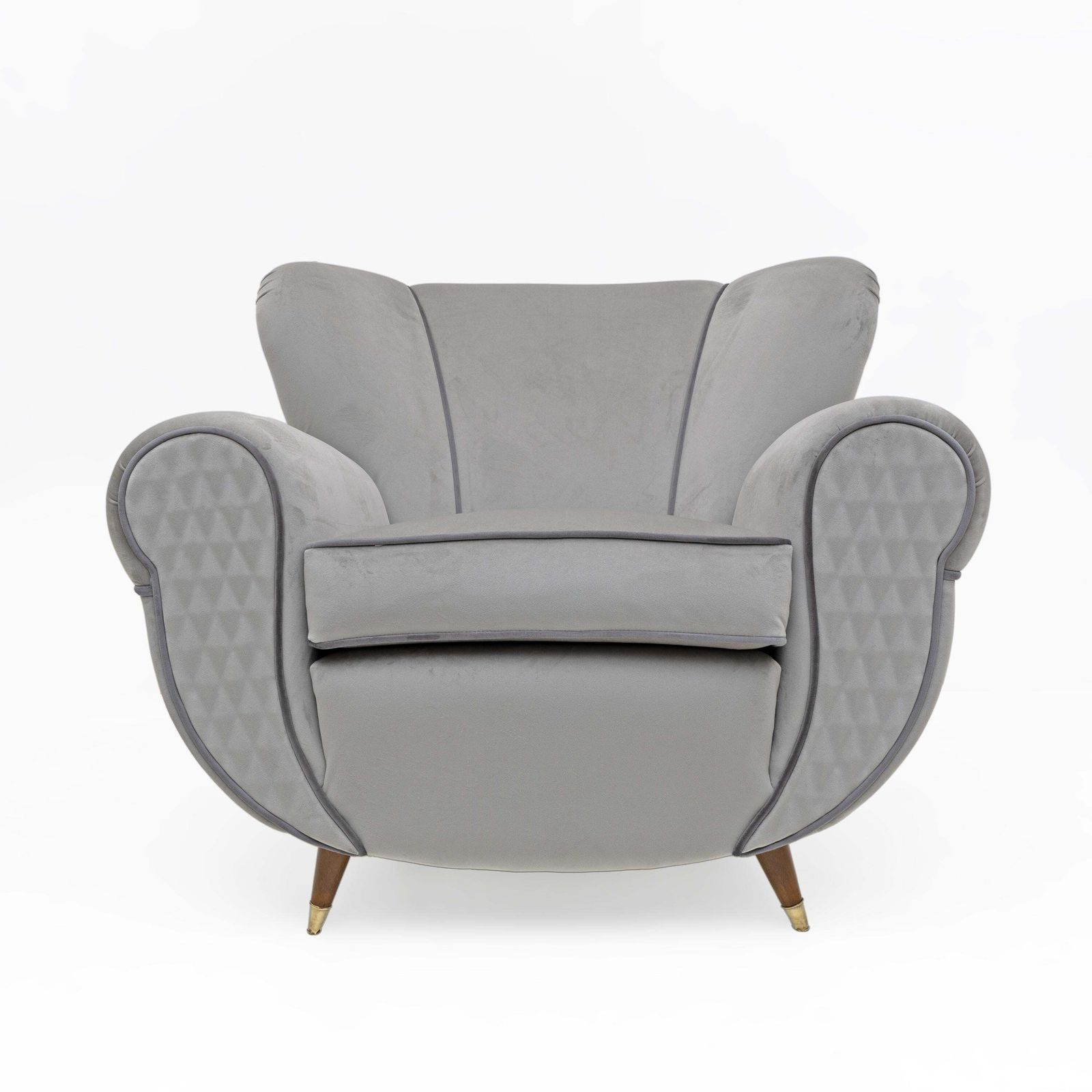 Attributed Guglielmo Ulrich Art Deco Italian Velvet Armchairs, 1940s, Pair photo vinterior