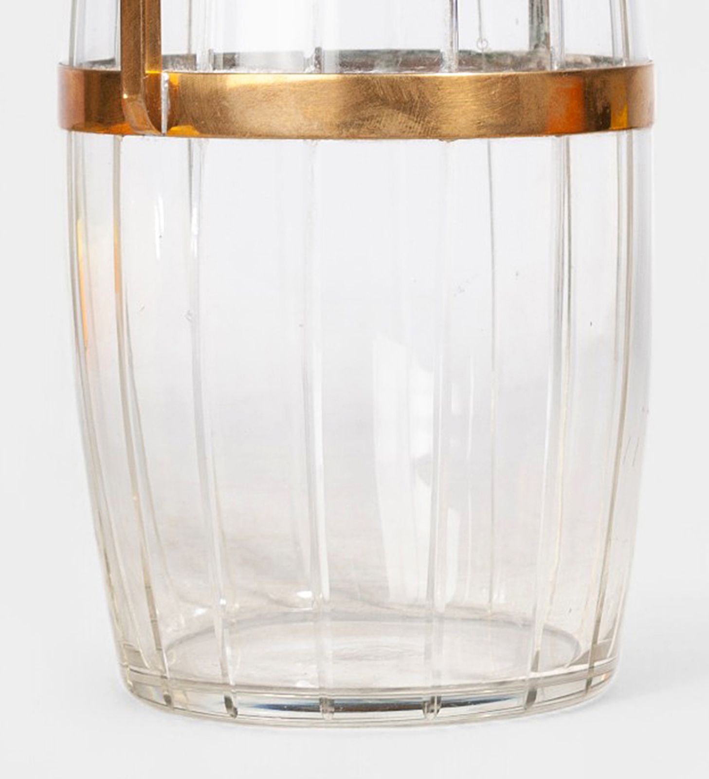 Early 20th Century Art Déco Crystal And Brass Cookie Jar/Bucket Container With Lid, France photo vinterior