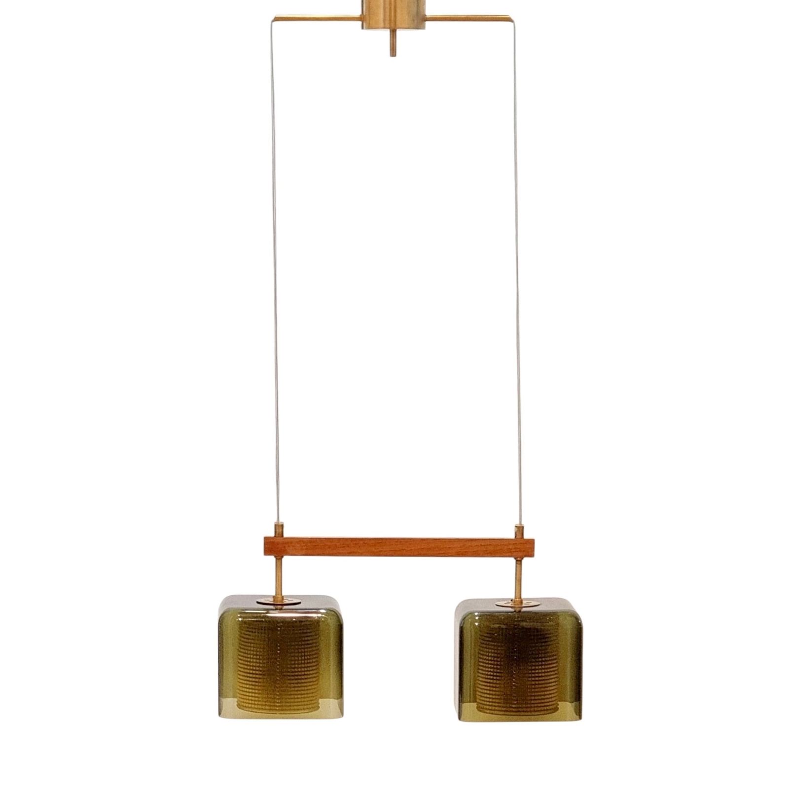 Mid Century Scandinavian Glass & Brass Ceiling Light By Carl Fagerlund For Orrefors, Sweden, 1960s