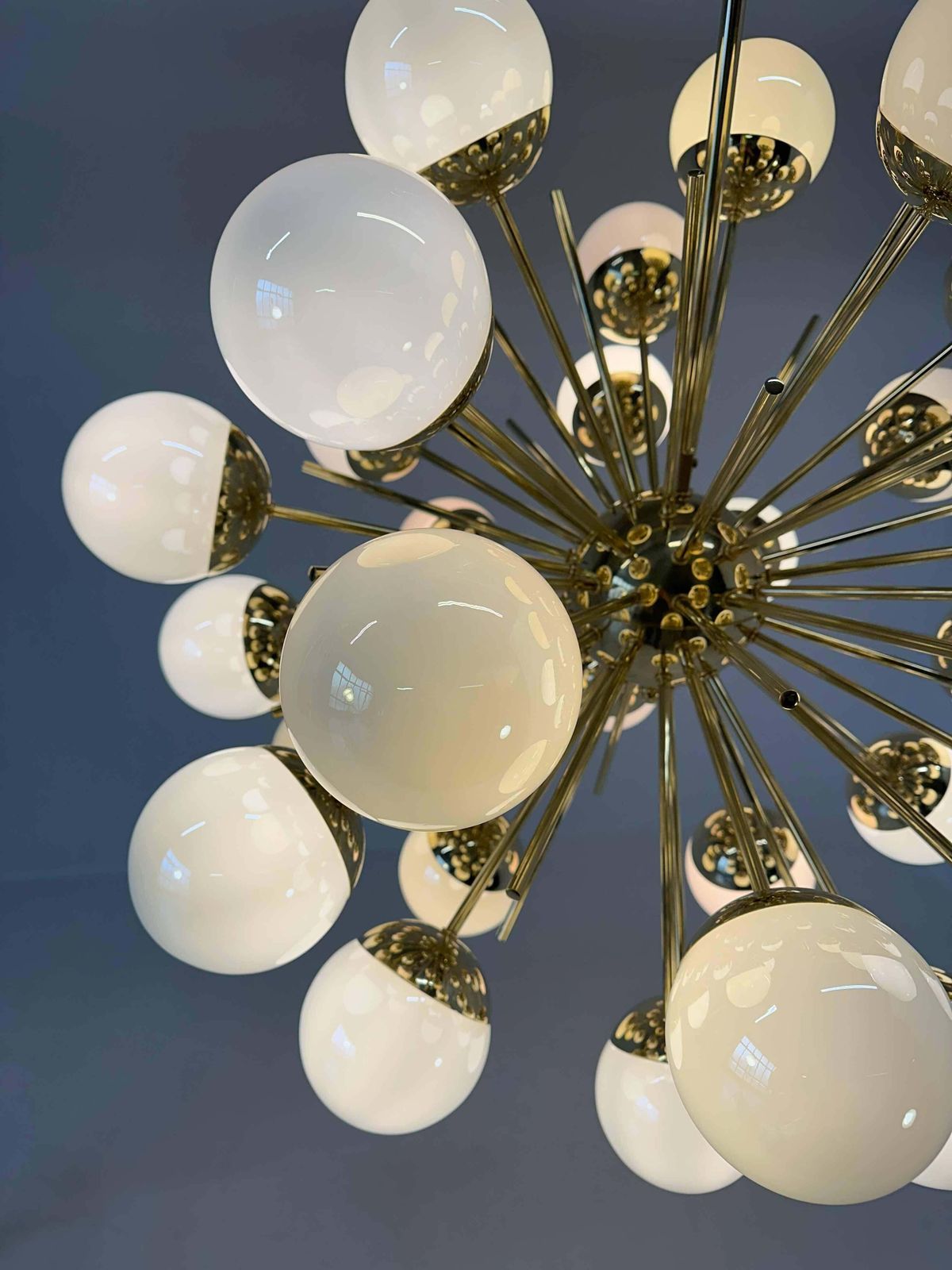 Stunning Mid Century Modern Murano Glass & Brass Sputnik Chandelier photo 8081.0