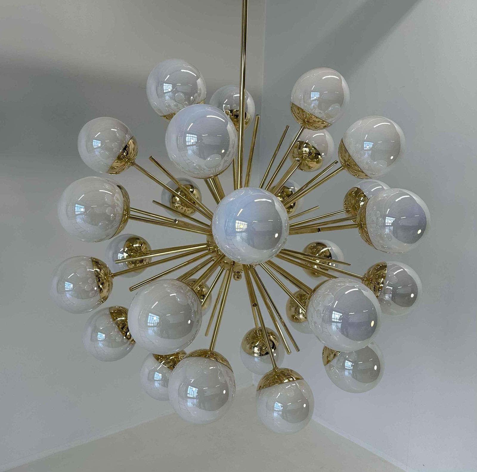 Lighting Stunning Mid Century Modern Murano Glass & Brass Sputnik Chandelier photo