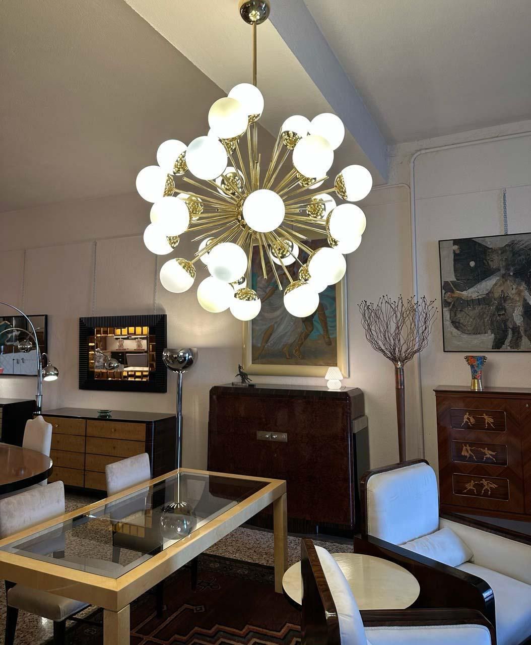 photo buy Stunning Mid Century Modern Murano Glass & Brass Sputnik Chandelier