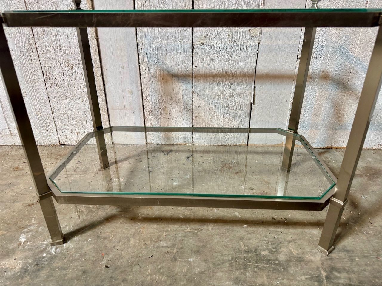 Furniture Quality French Mid Century Chrome Occasional Table photo