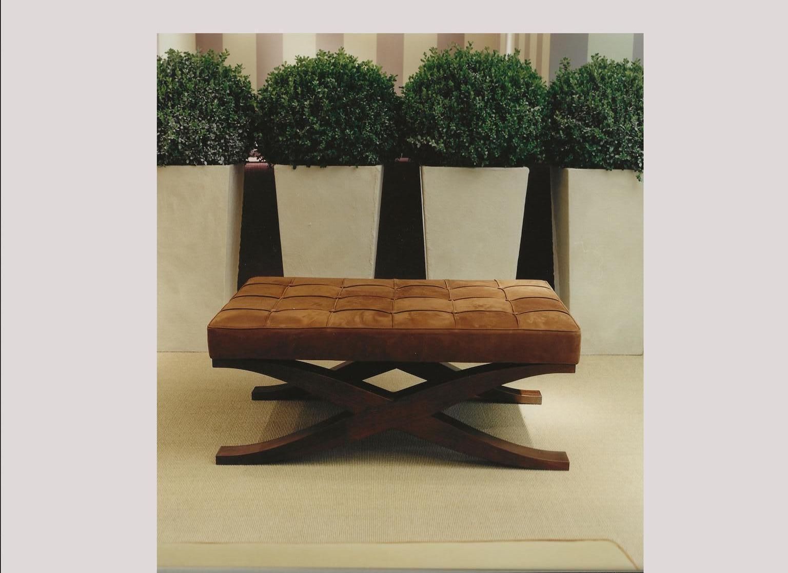 Italy Grey Velvet Upholstered Coffee Table With Crossed Wood Legs photo vinterior