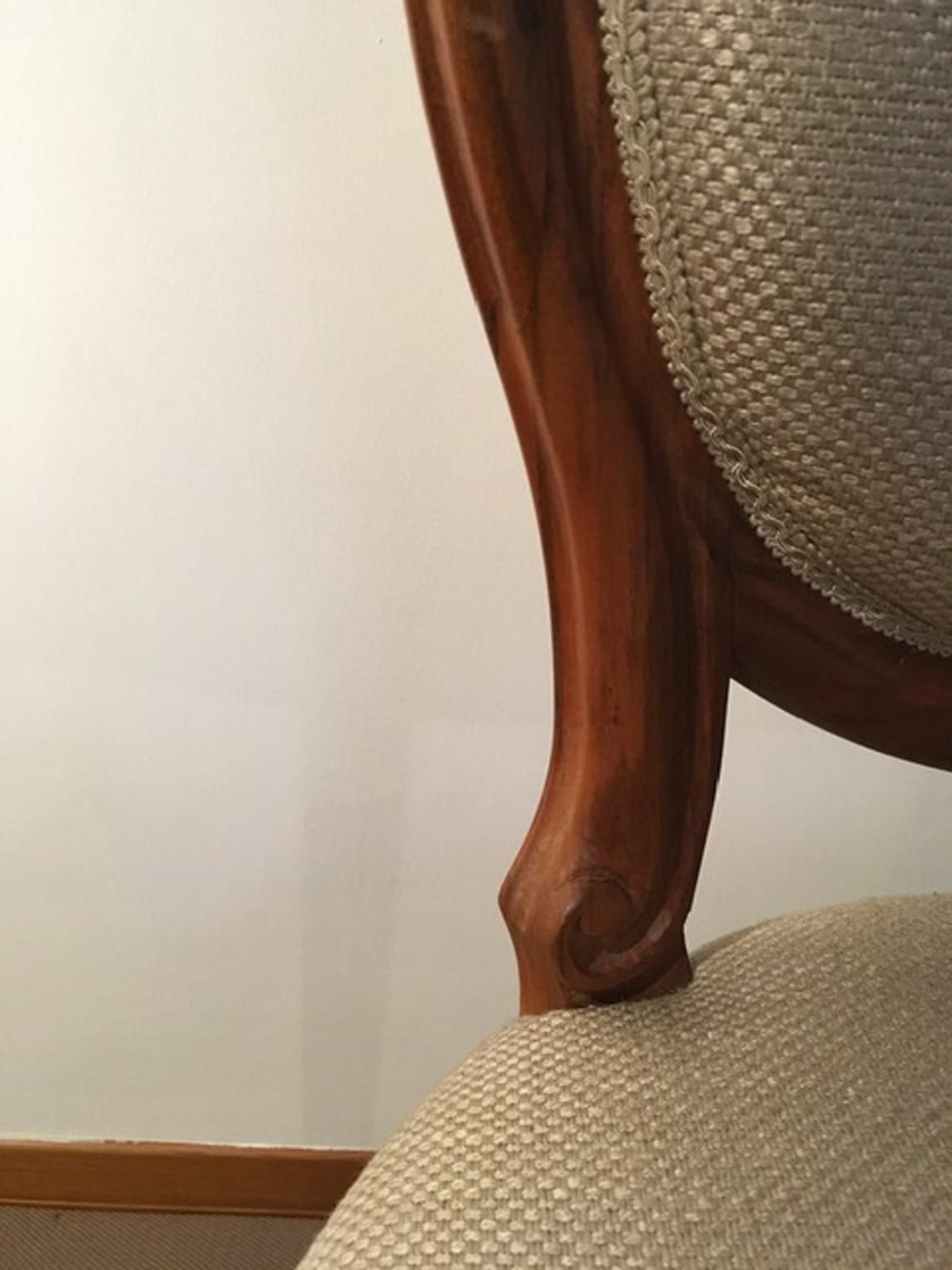 1990 Italy Post Modern Set 4 Chairs In Walnut And Linen photo buy