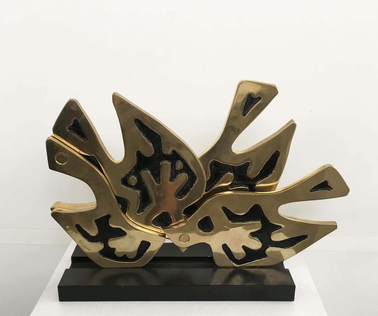 1980 Italy Abstract Bronze Sculpture Bruno Chersicla  Colomba Dove photo vinterior