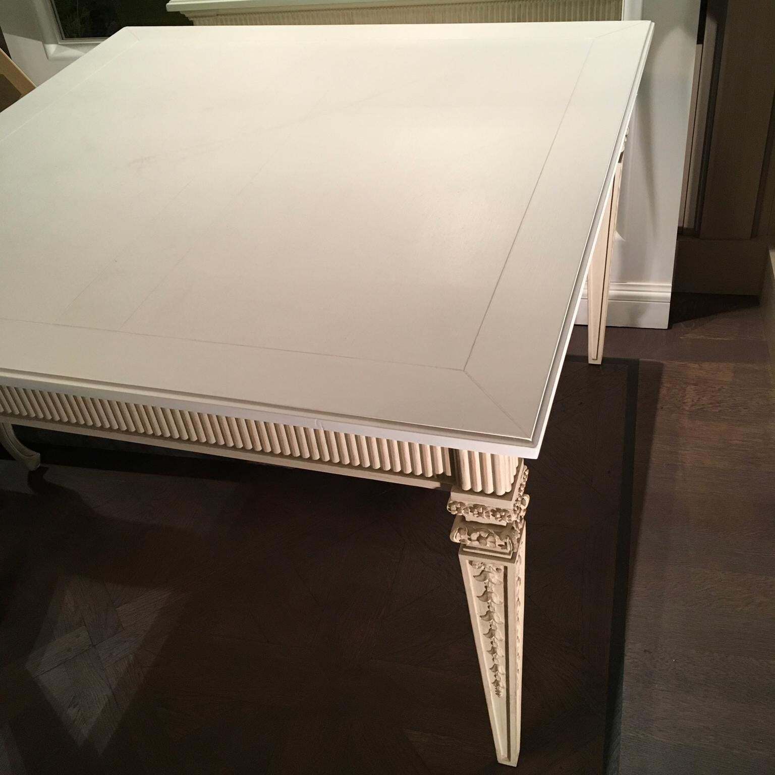 France French Provincial Style White Lacquered Wooden Dining Table photo for sale