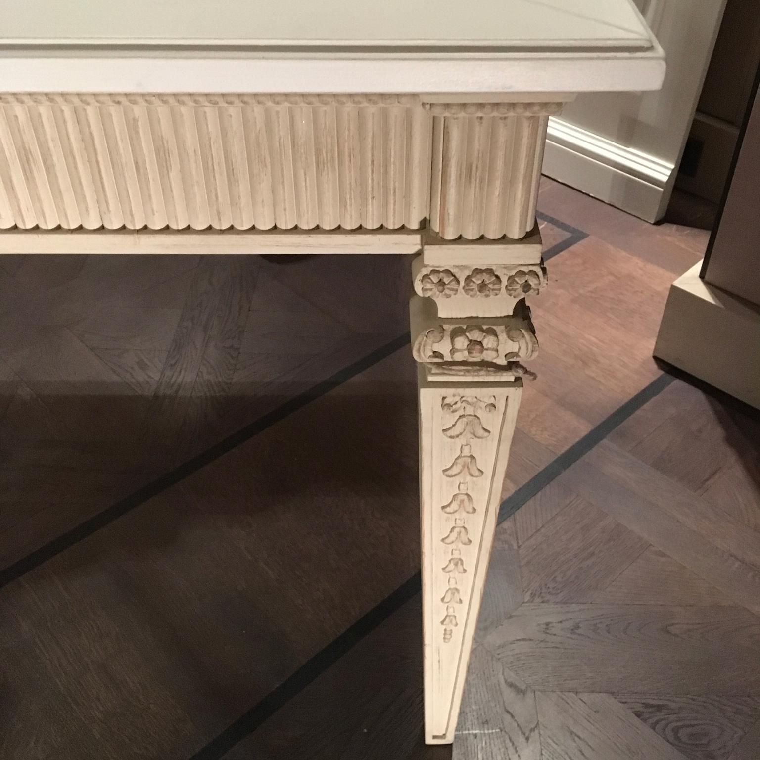 Furniture France French Provincial Style White Lacquered Wooden Dining Table photo