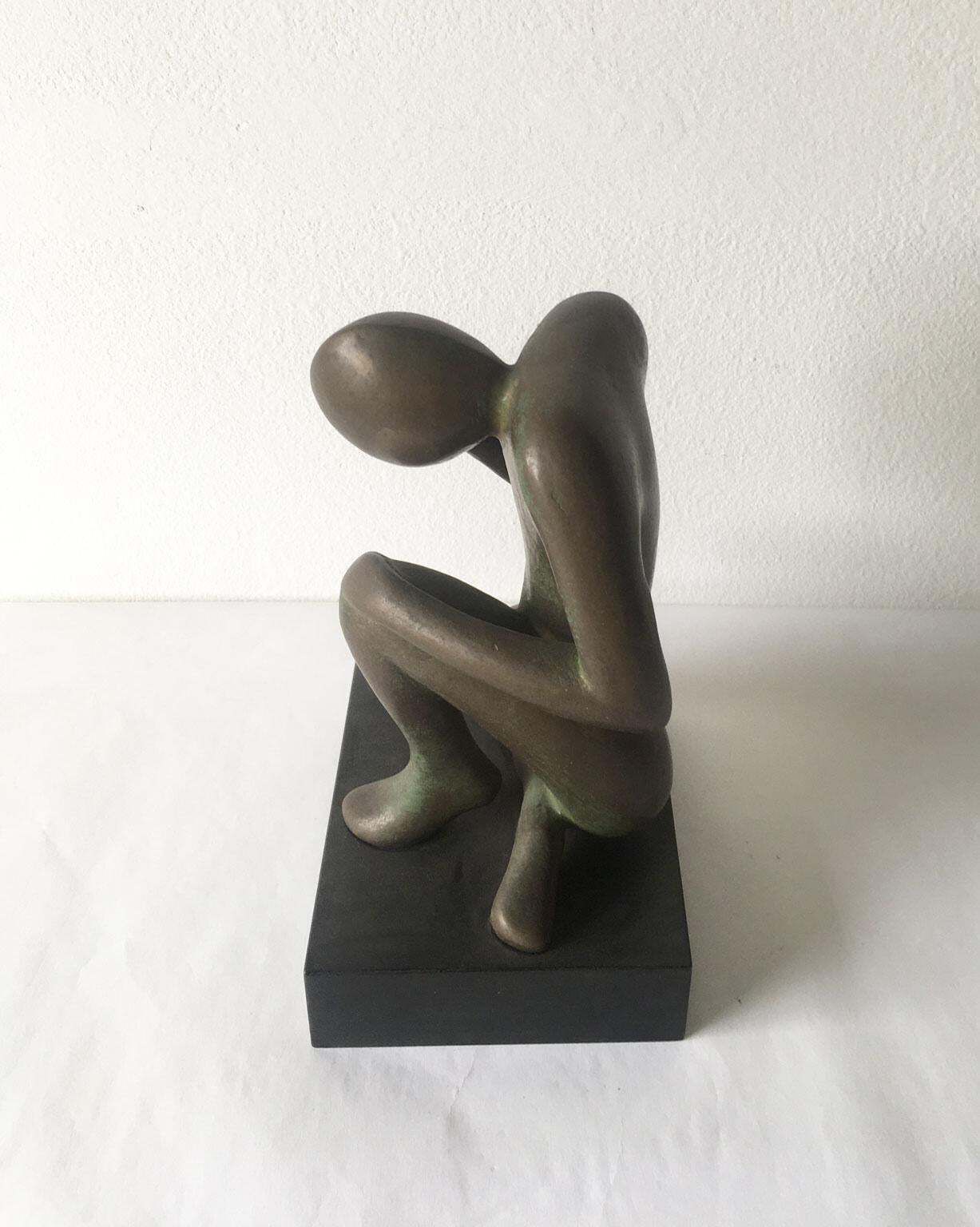 1969 Italy Abstract Bronze Sculpture Andrea Picini Bintou photo vintage
