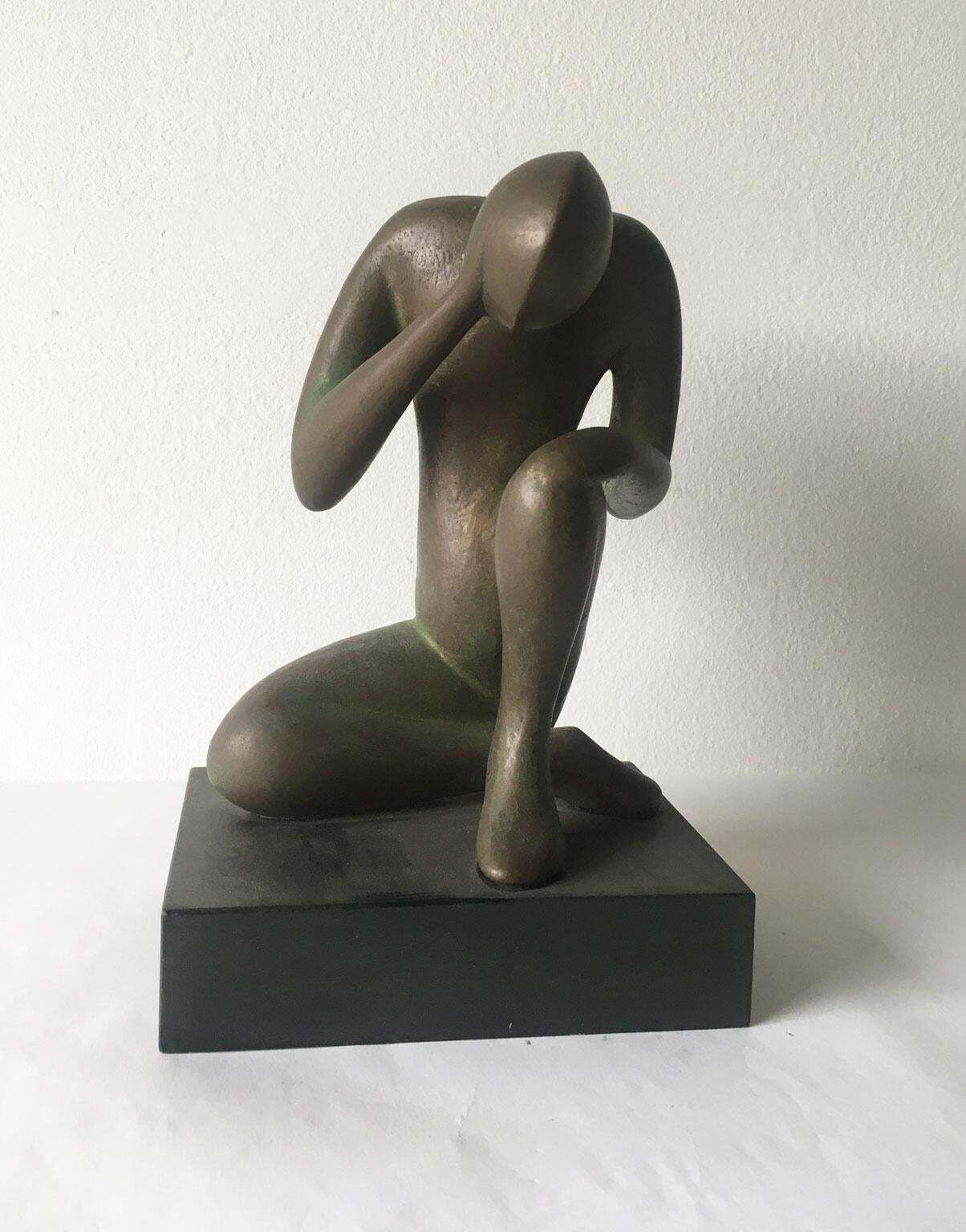 photo vintage 1969 Italy Abstract Bronze Sculpture Andrea Picini Bintou
