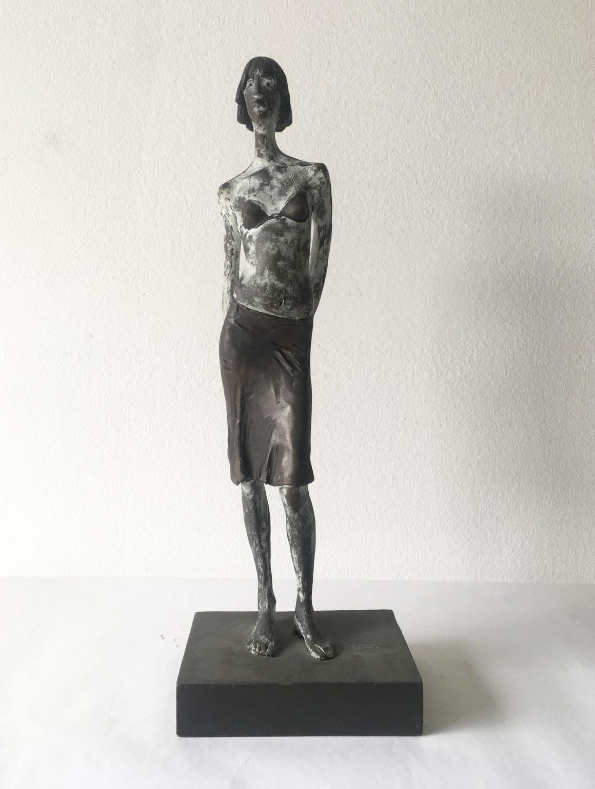Italy Cast Lost Wax Woman Figurine Bronze Sculpture By Aron Demetz Guardando photo furniture