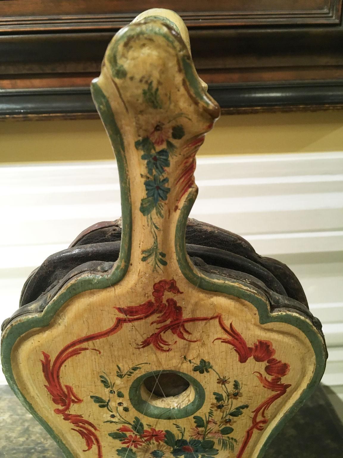 17013.0 1750 Venezia Italy Yellow Lacquered Carved Wooden Fireplace Bellows With Flowers photo
