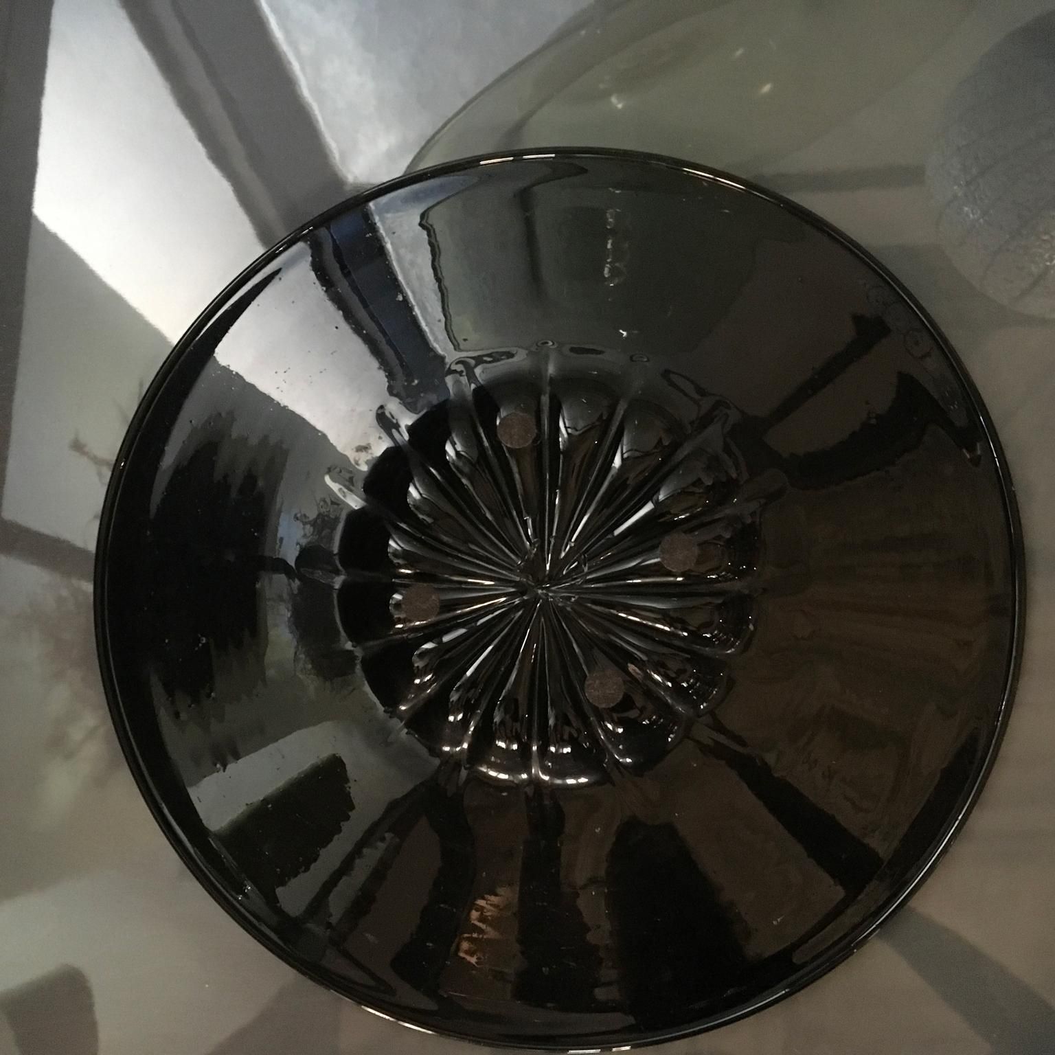 1960 Venezia Italy Mid Century Modern Murano Blown Black Glass Bowl photo 1531.0