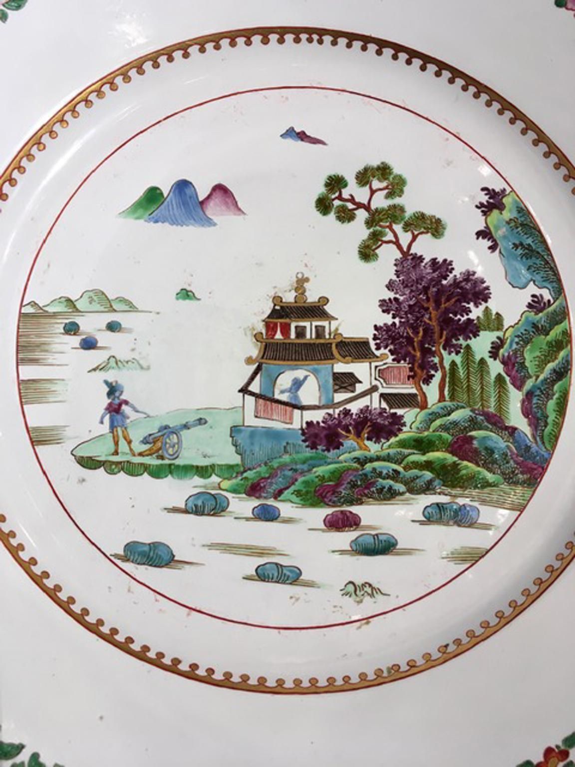 Italy Mid 18th Century Richard Ginori Porcelain Dish With Japan Landscape photo for sale
