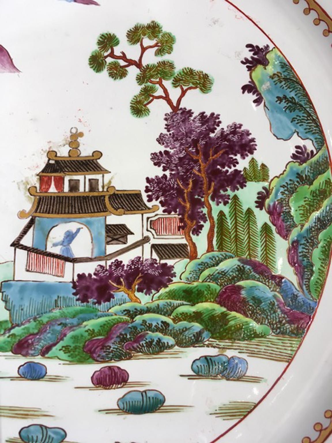 Italy Mid 18th Century Richard Ginori Porcelain Dish With Japan Landscape photo Home Decor