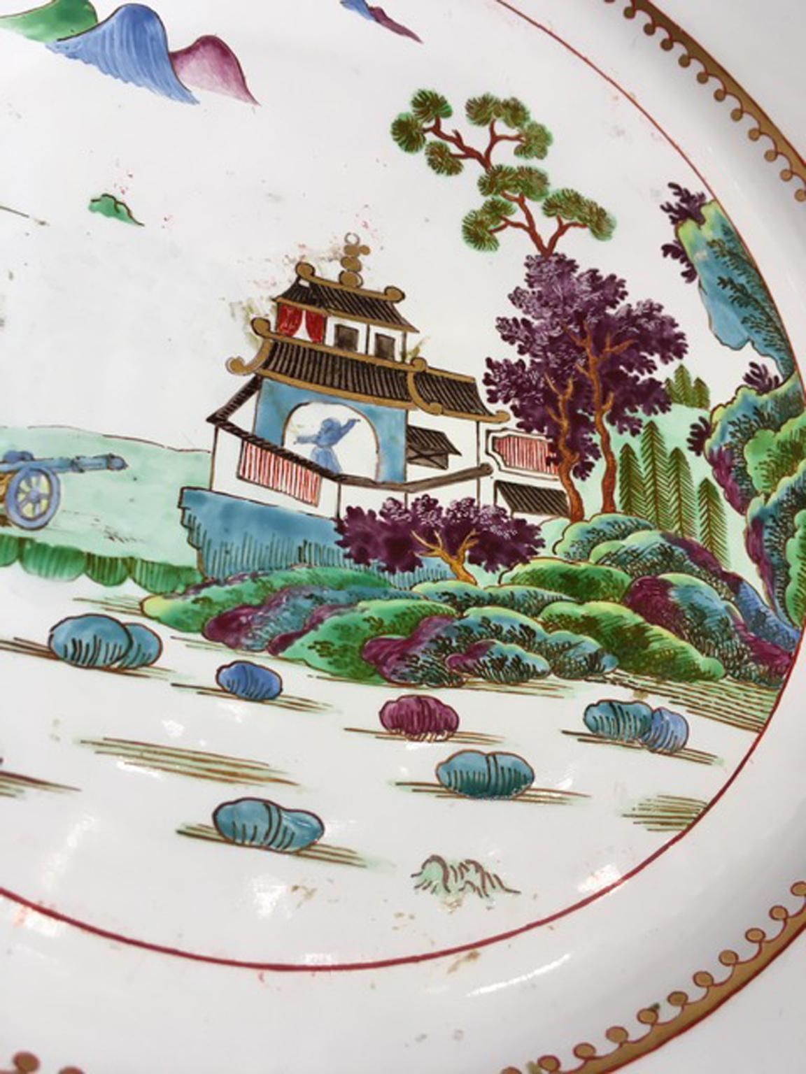 photo for sale Italy Mid 18th Century Richard Ginori Porcelain Dish With Japan Landscape