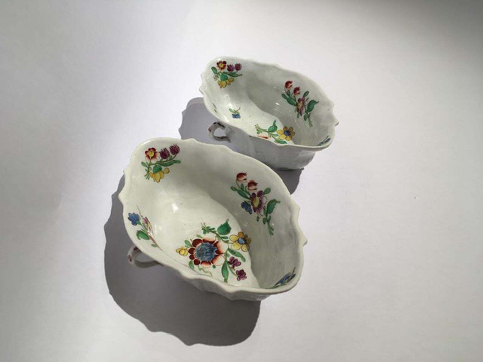 Home Decor Italy 18th Century Italy Richard Ginori Doccia Pair Of Porcelain Sauce Bowls photo