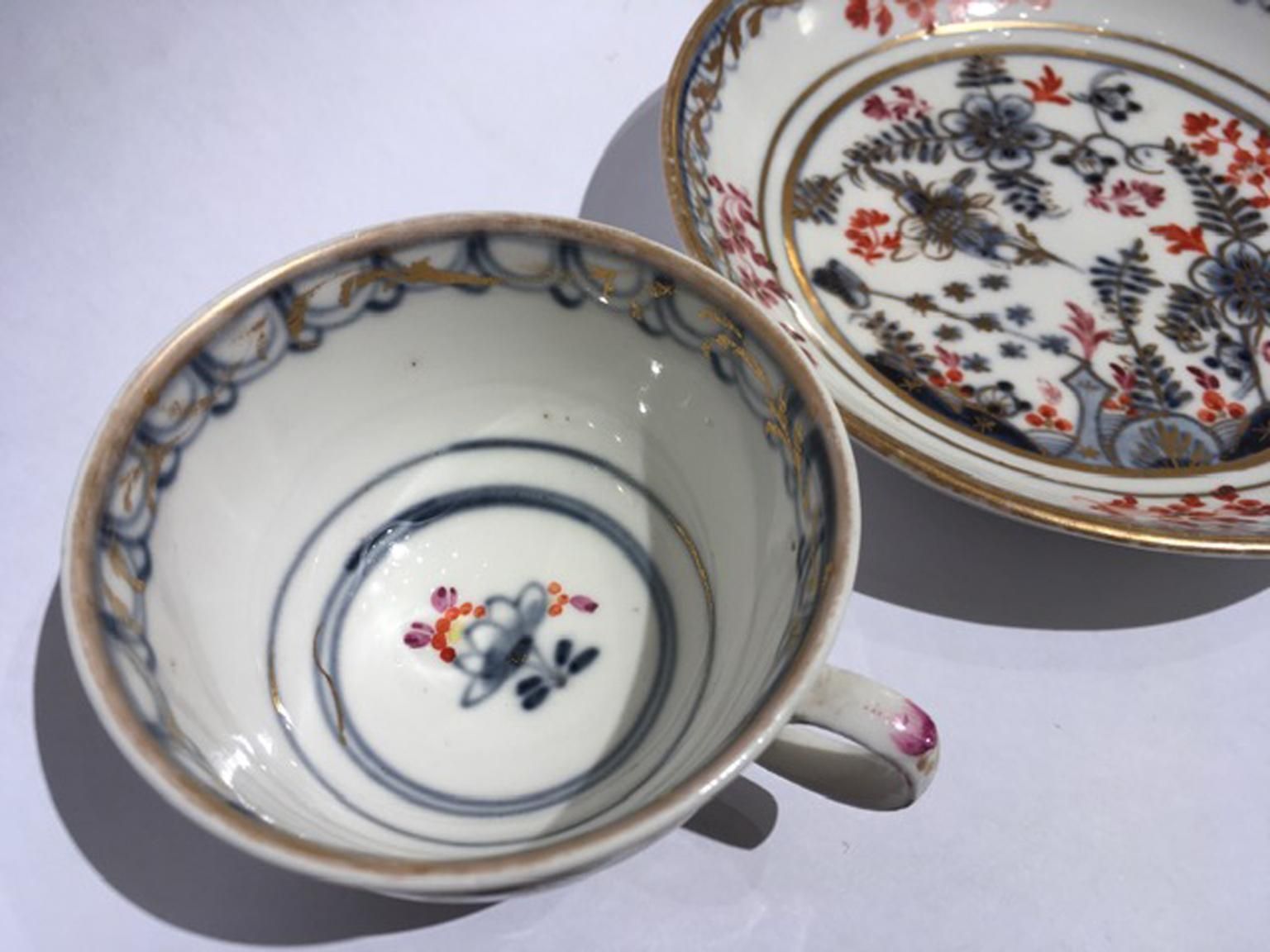 Vienna Mid 19th Century Porcelain Cup With Dish White Red Blue And Gold photo 1276.0