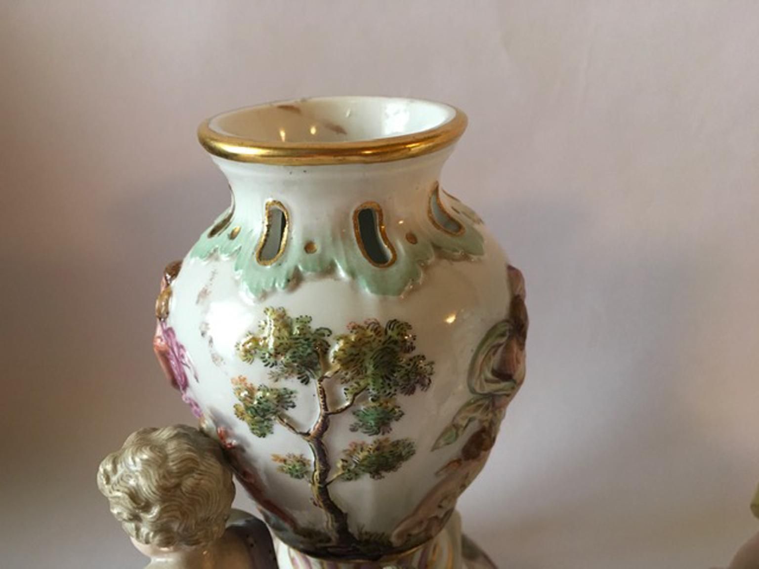 photo for sale Europe Mid 19th Century Meissen Pair Porcelain Vases