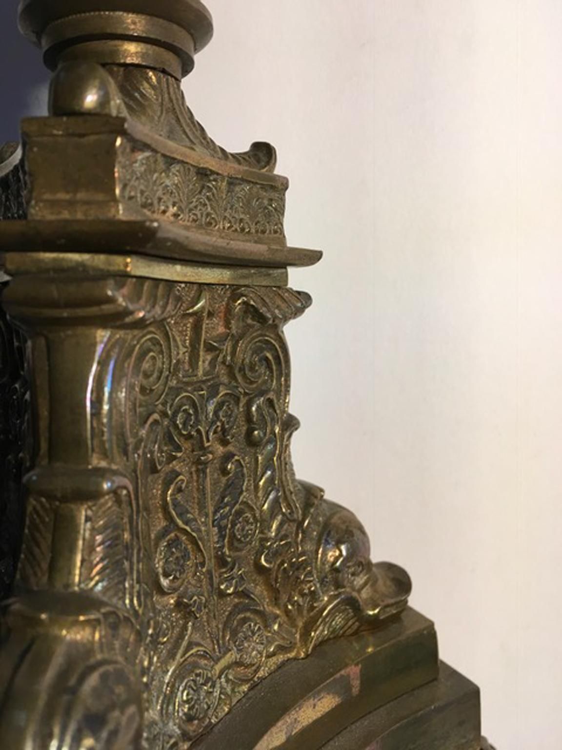 Italy Late 18th Century Pair Empire Brass Candleholders photo furniture