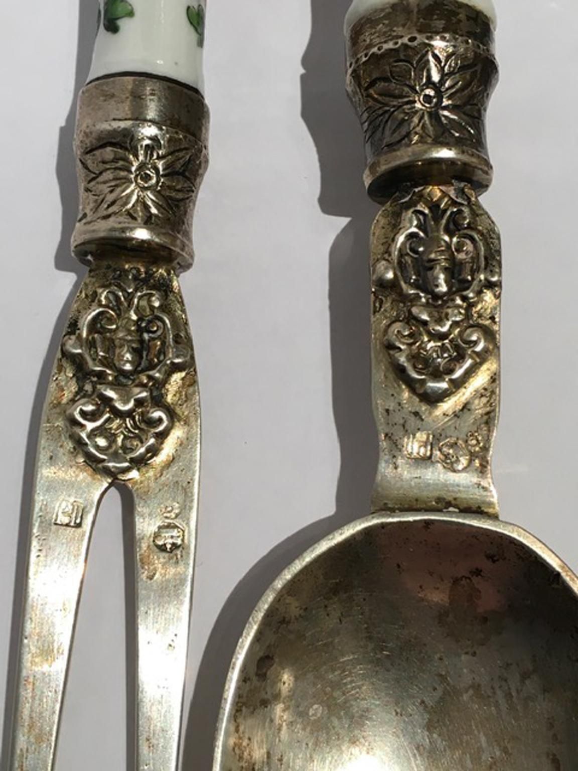 photo buy Early 19th Century Set Of 3 English Porcelain Cutleries
