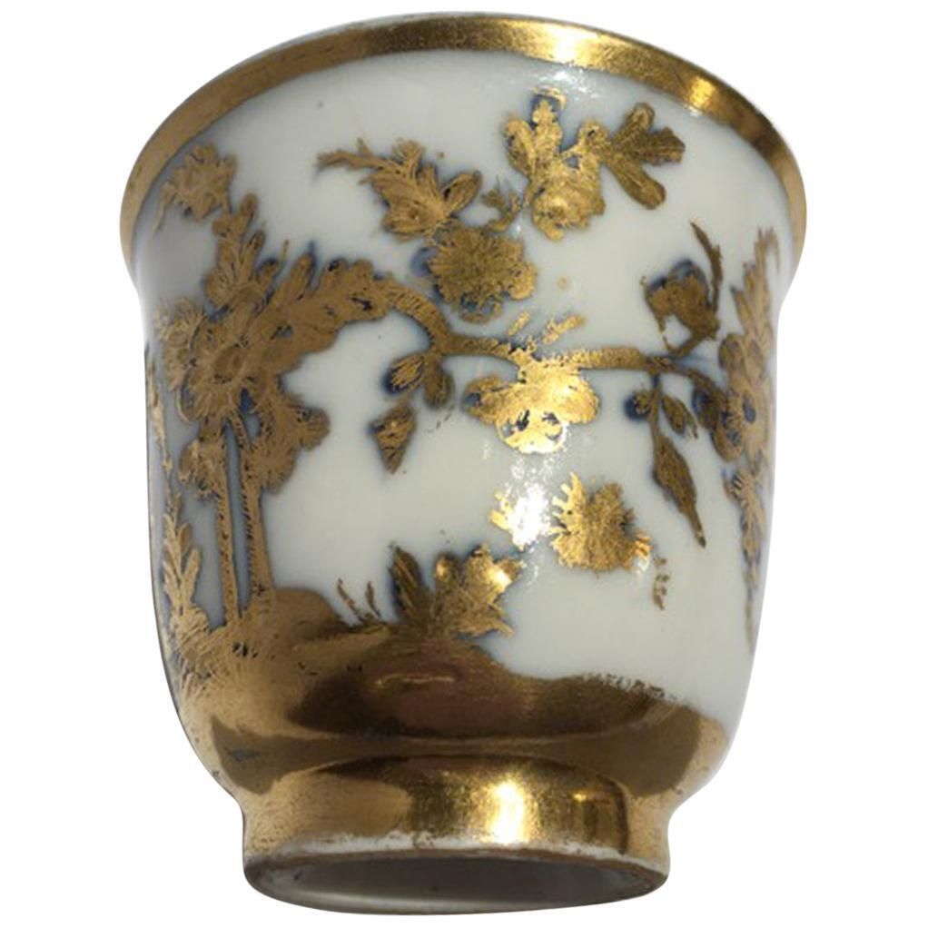 Meissen Mid 18th Century Cup White Porcelain With Golden Drawings Japonese Style