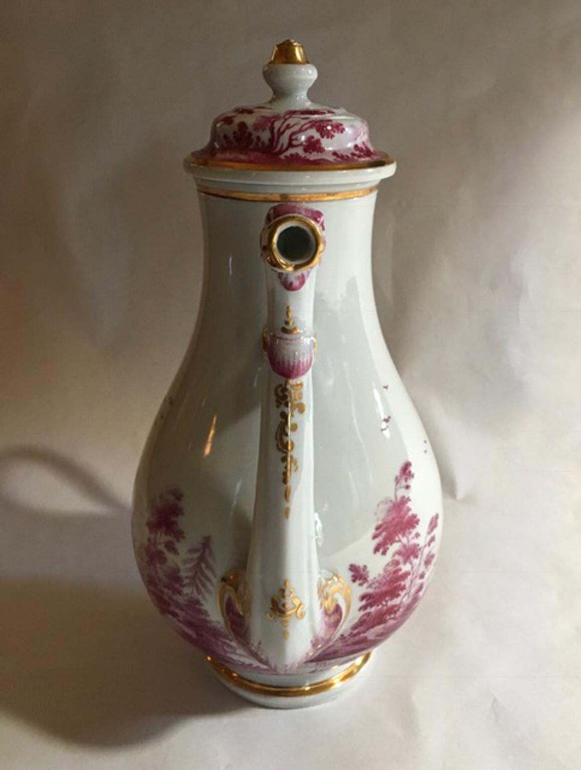 Italy Richard Ginori Mid 19th Century Porcelain Tea Pot Pink Landscape photo 1871.0