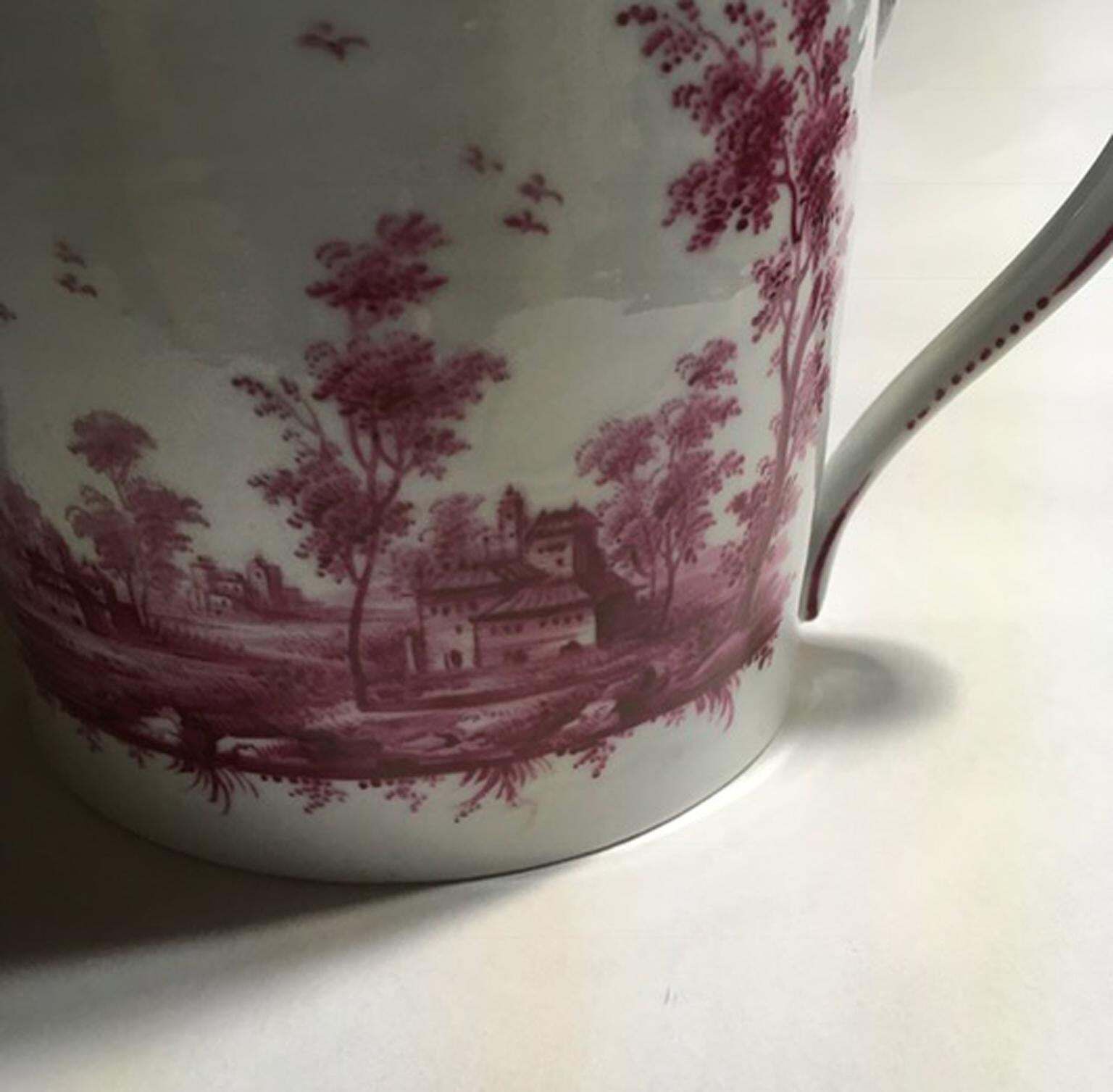 Richard Ginori Late 18th Century Porcelain Tea Pot With Hand Painted Landscapes photo 2977.0