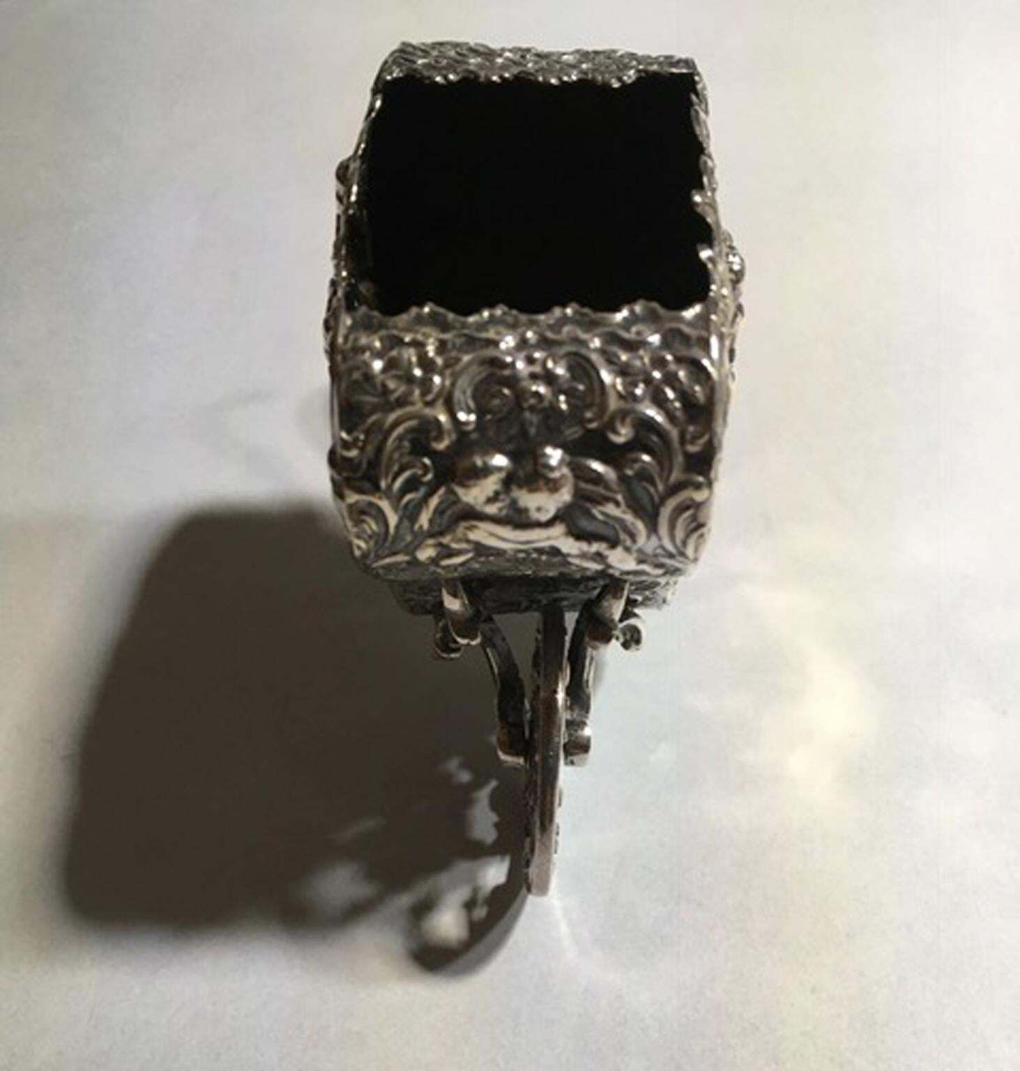 photo for sale Italy Late 19th Century Sterling Silver Box Baroque Little Love Cart