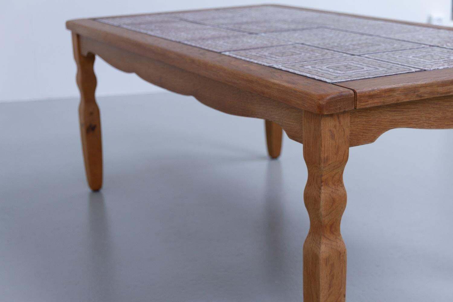 Vintage Danish Brutalist Coffee Table In Oak With Tiles, 1960s. photo Furniture