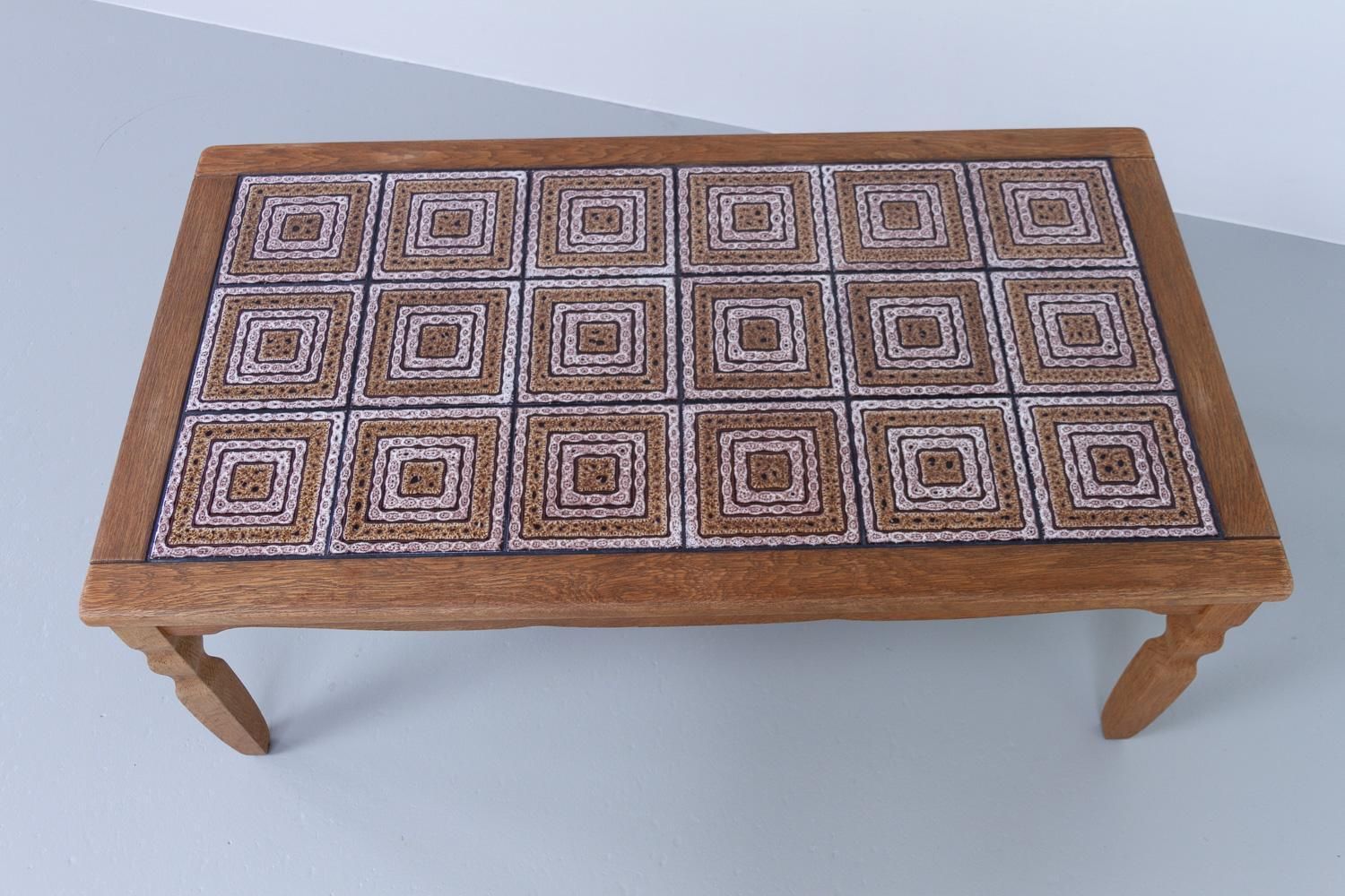 Vintage Danish Brutalist Coffee Table In Oak With Tiles, 1960s. photo buy