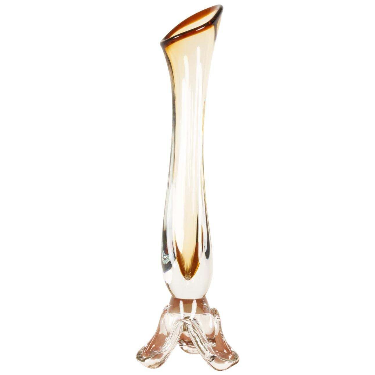 Tall Vintage Swedish Glass Vase, Mid 20th Century