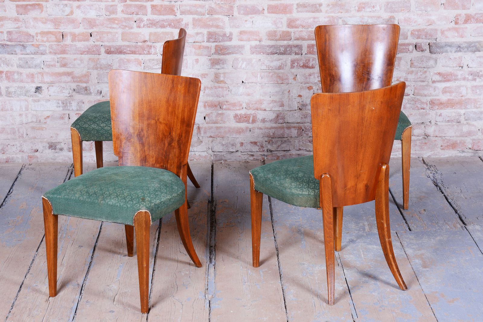 Set Of 4 Original Art Deco Chairs, J. Halabala, Up Zavody, Chrome, Czech, 1940s photo for sale