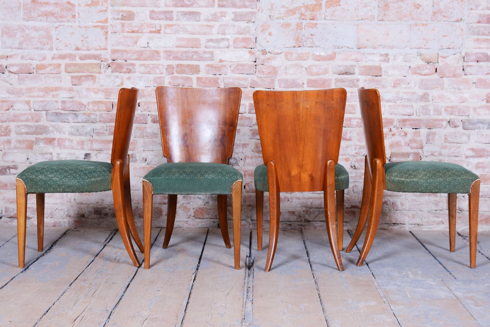 Set Of 4 Original Art Deco Chairs, J. Halabala, Up Zavody, Chrome, Czech, 1940s photo 900.0