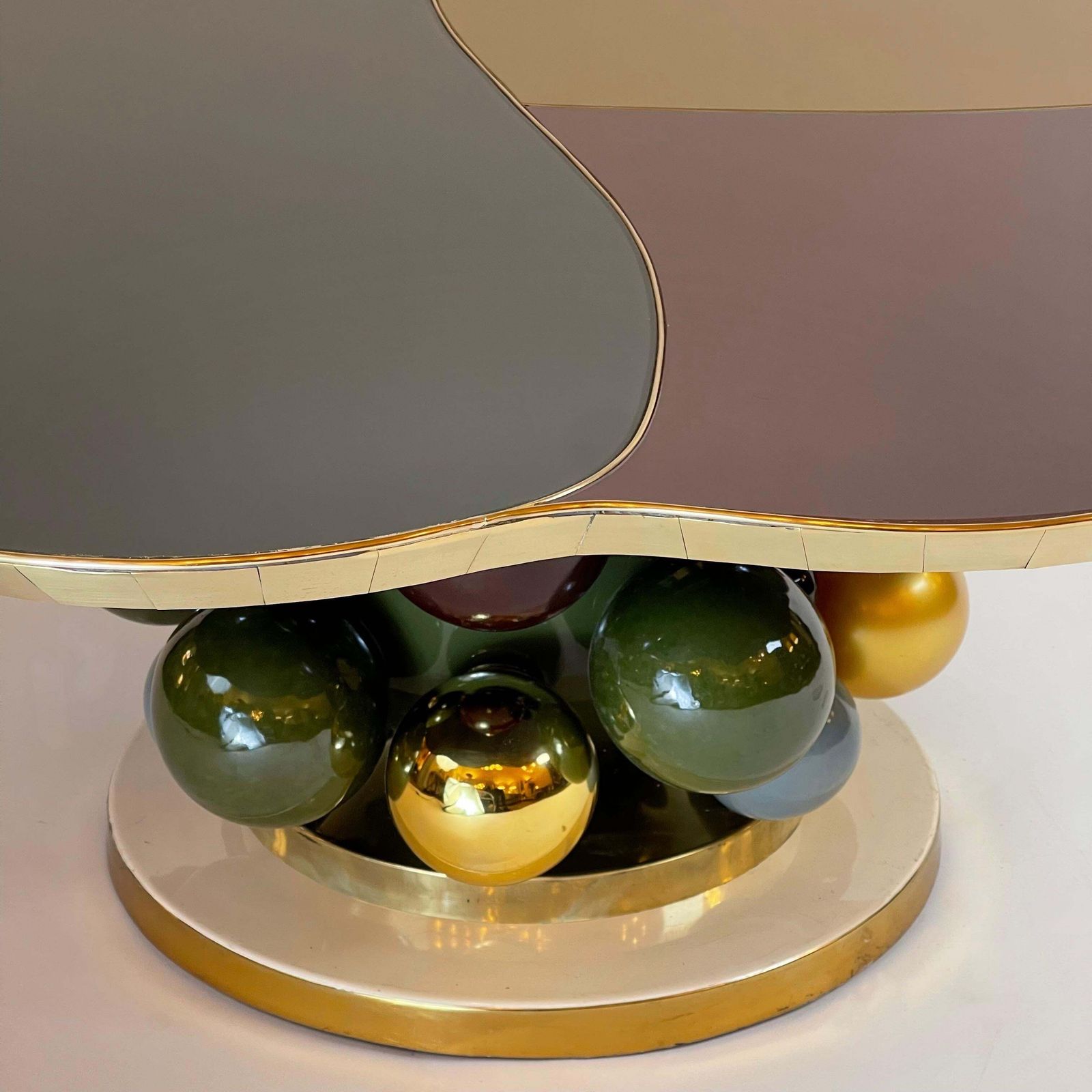 Late 20th Century Flower Shape W/ Opaline Glass & Ceramic Balls Coffee Table photo buy