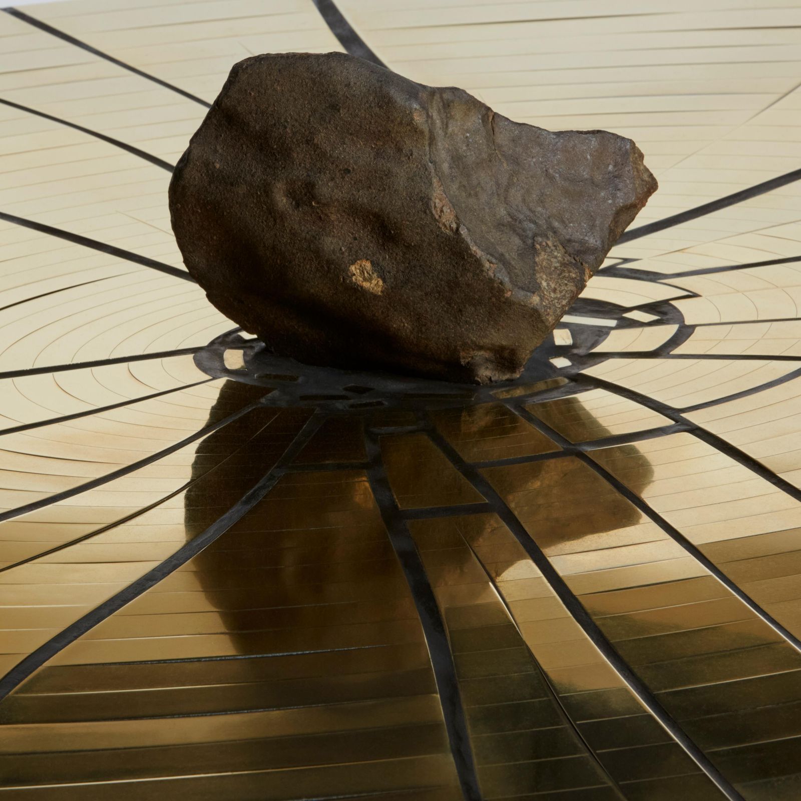 Furniture Fracture Cosmique Brass & Black Steel Coffee Table W/Meteorite By Erwan Boulloud photo