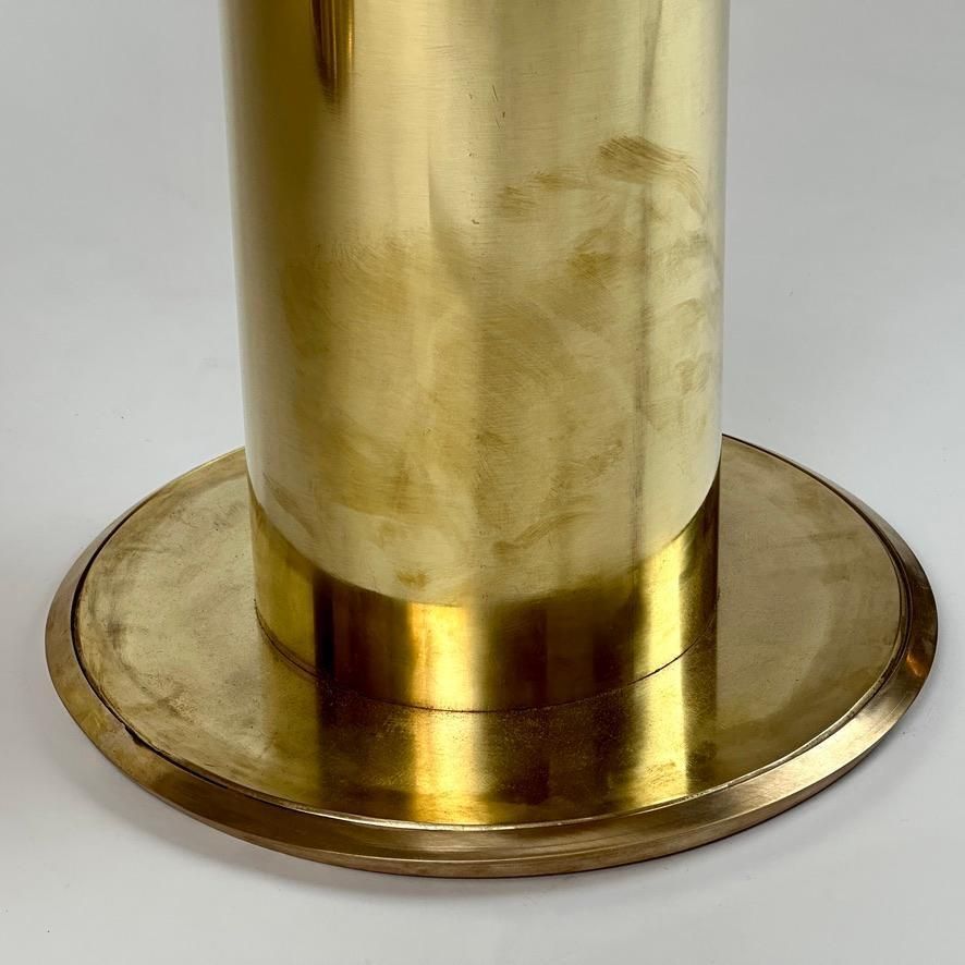 Late 20th Century Italian Pair Of Round Brass & Silver Mirror Side Tables photo buy