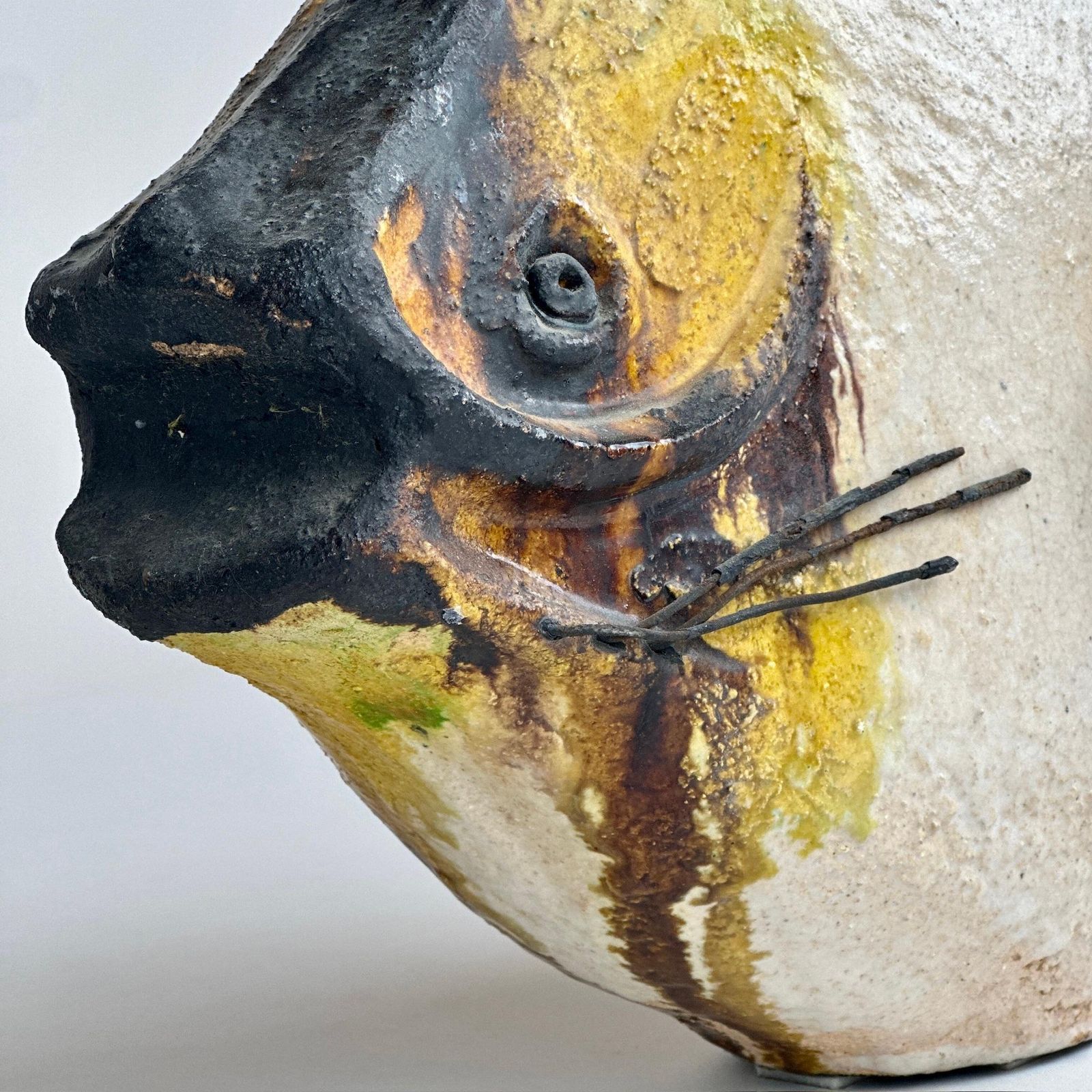 Mid Century Modern Italian Glazed Ceramic Fish Sculpture By Ivo De Santis photo vintage