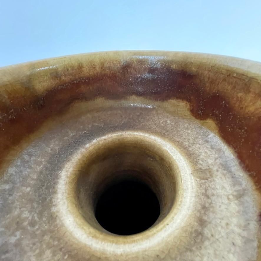 Late 20th Century Large Orange & Ocher Sculptural Ceramic Vase By Bruno Gambone photo 6380.0