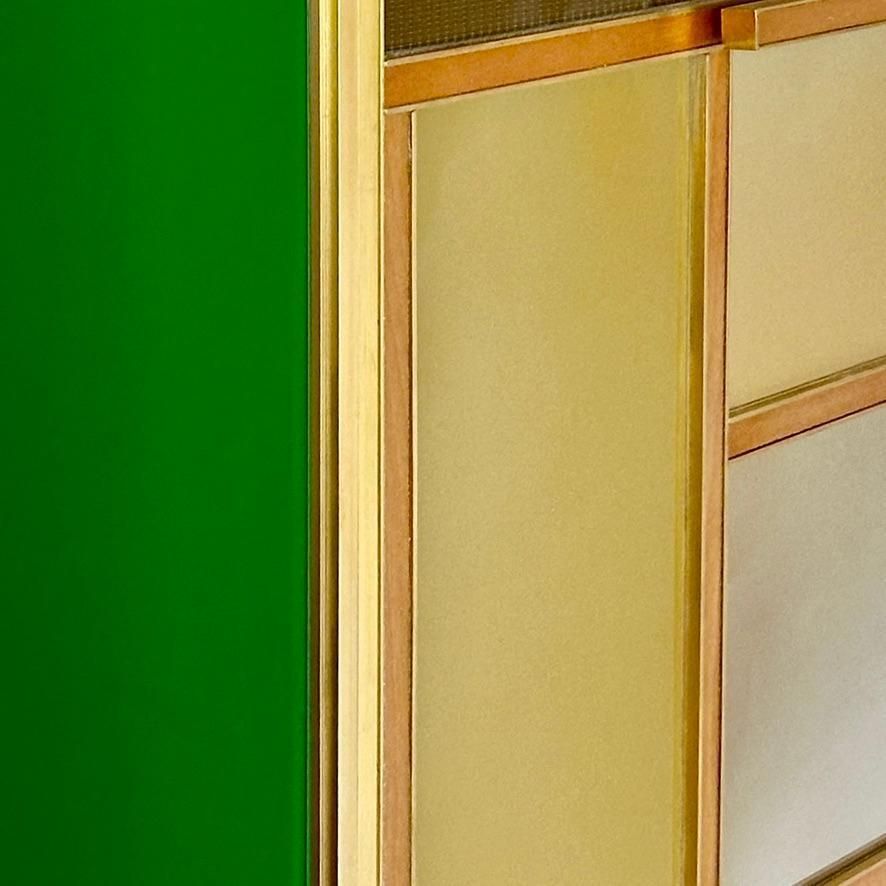Late 20th Century Pair Of Italian Wood, Brass, Mirror & Opaline Glass Cabinets photo 19000.0