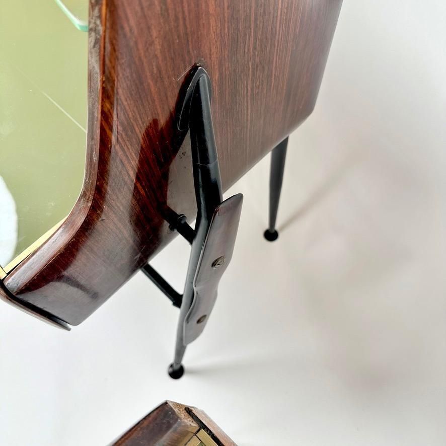 1950's Pair Of Italian Wood, Opaline Glass, Iron & Brass Night Stands W/ Drawers photo buy