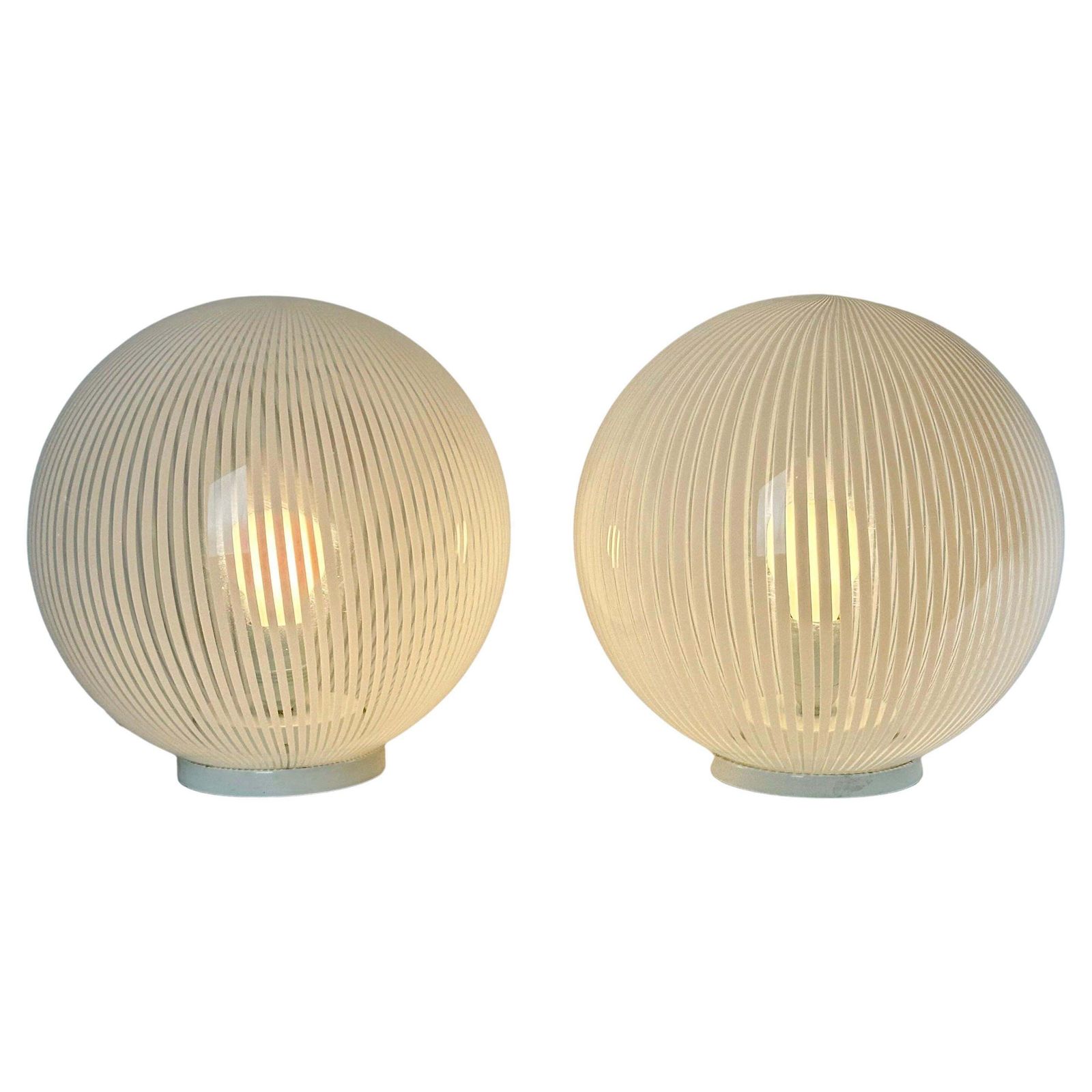 Pair Of "Tessuto" Murano Blown Glass Table Lamps By Ludovico Diaz De Santillana