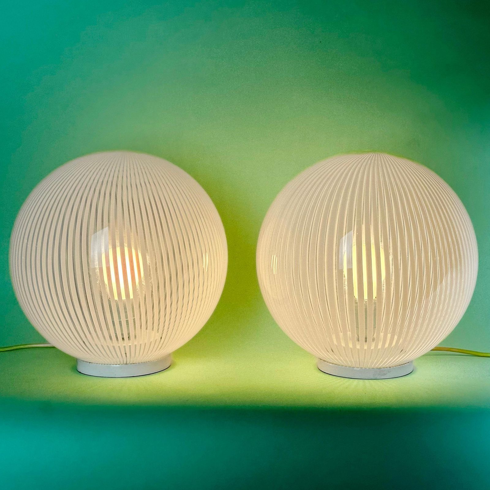 Pair Of "Tessuto" Murano Blown Glass Table Lamps By Ludovico Diaz De Santillana photo furniture