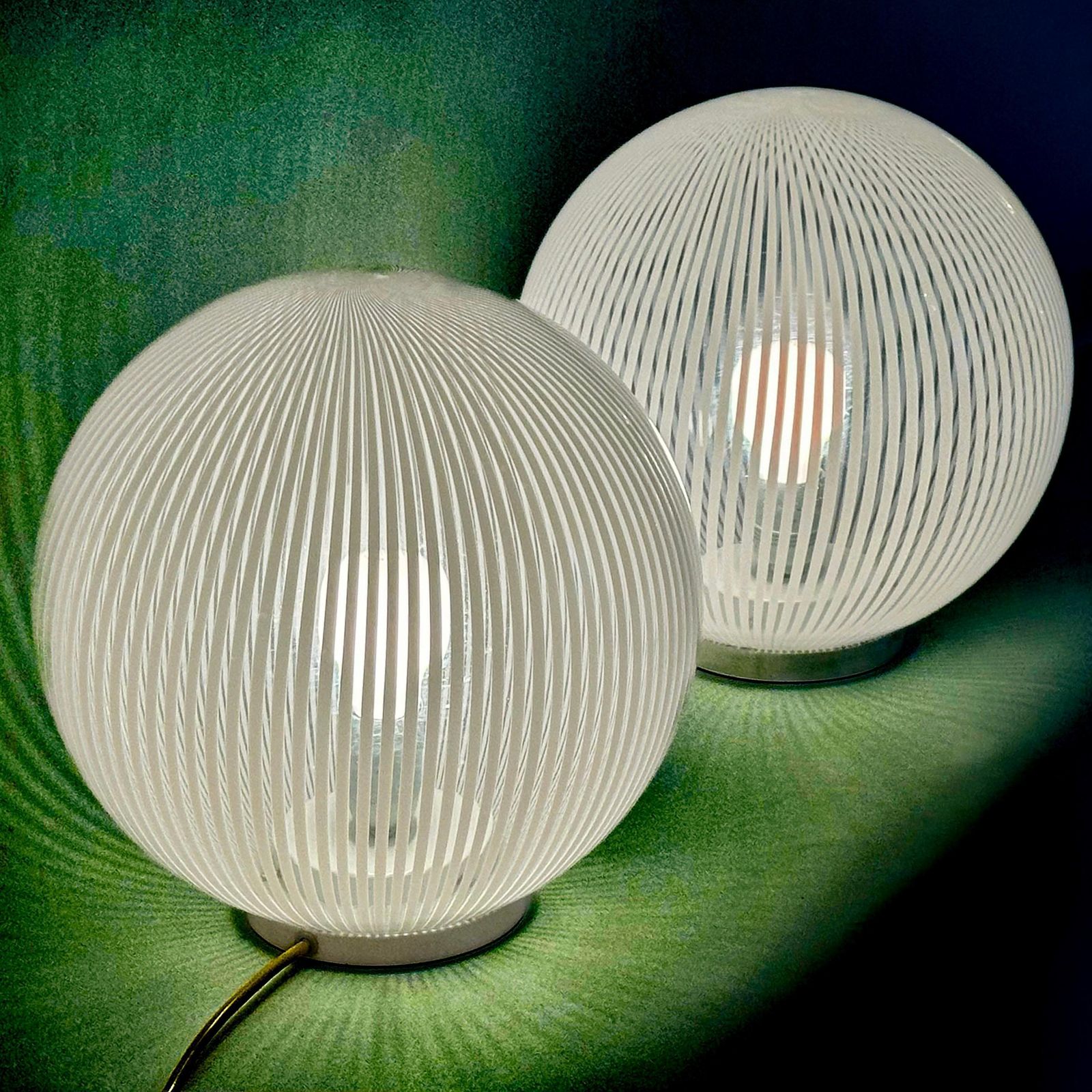 Pair Of "Tessuto" Murano Blown Glass Table Lamps By Ludovico Diaz De Santillana photo Lighting