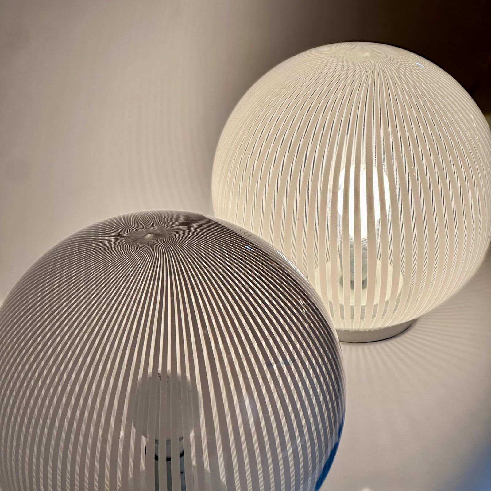Pair Of "Tessuto" Murano Blown Glass Table Lamps By Ludovico Diaz De Santillana photo 3408.0